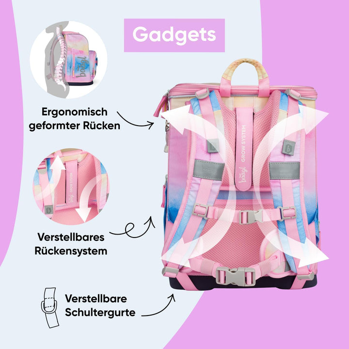 Baagl Schulranzen Jungen Mädchen Set 5 Teilig (Zippy Schultasche für 1. Klasse, Mäppchen, Turnbeutel