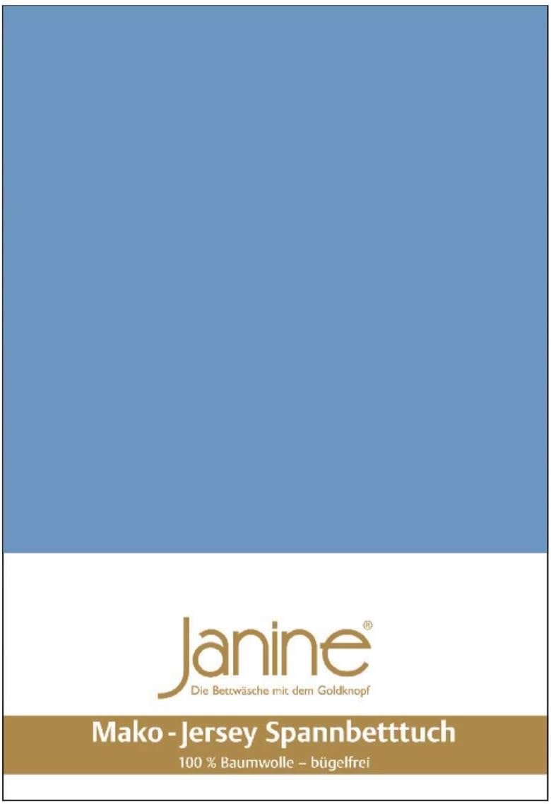 Janine Spannbetttuch 5007 Mako Jersey 140/200 bis 160/200 cm blau Fb. 42 140/200 cm - 160/200 cm Bla