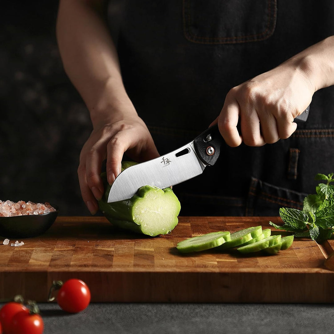 SENBON 440 Sharp Falten Chef Messer G10 Griff Obst Messer Camping Outdoor Back Clip Tragbares Obst G