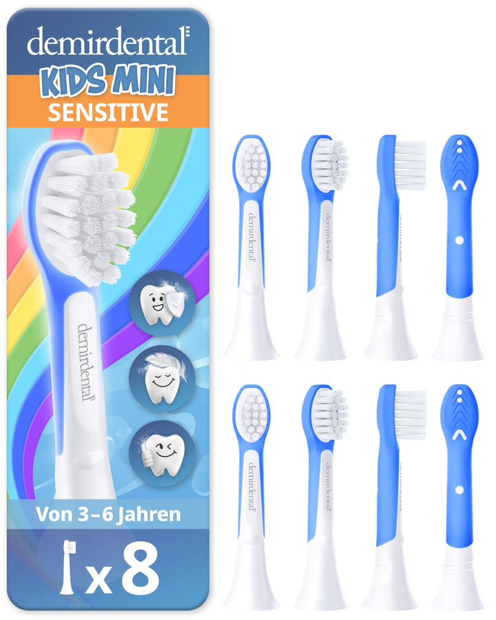 demirdental Kinder Ersatzbürsten passend für Philips Sonicare Kids, Compact Mini Bürstenköpfe für 3-
