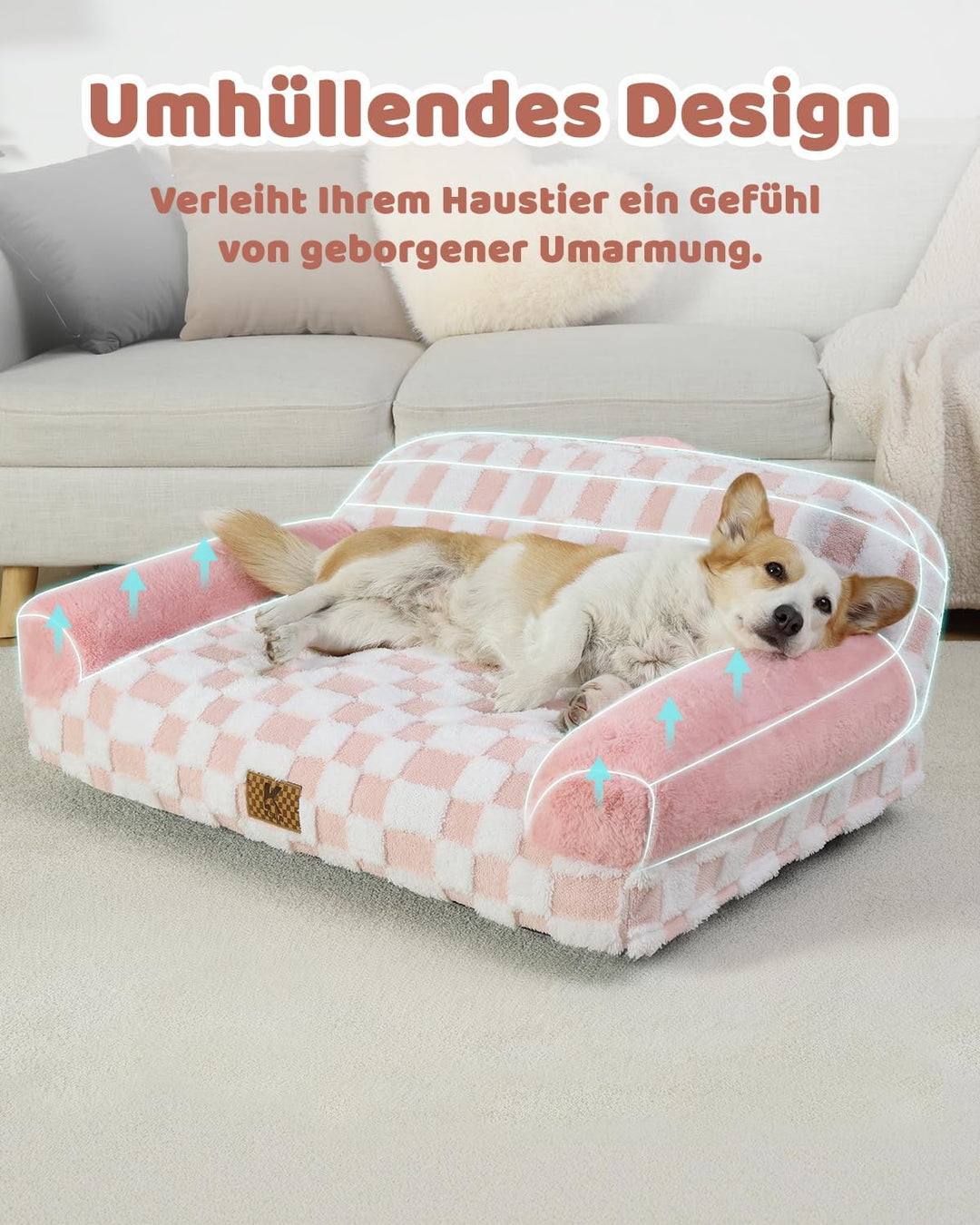 KSIIA Orthopädisches Katzenbett Flauschig 89x56cm, Abnehmbar Katzensofa Hundebett Waschbar, Hundesof
