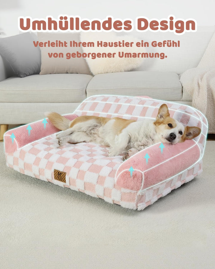 KSIIA Orthopädisches Katzenbett Flauschig 89x56cm, Abnehmbar Katzensofa Hundebett Waschbar, Hundesof