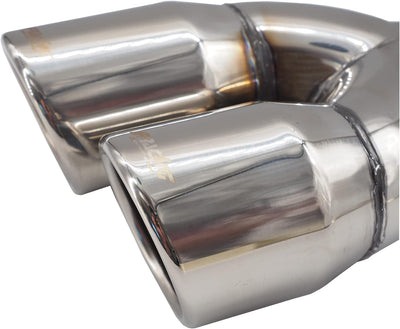 Simoni Racing Auspuffzierstück Doppel Rechts Rund/Schräg Edelstahl - Ø70xL220mm - Anschluss ->58mm