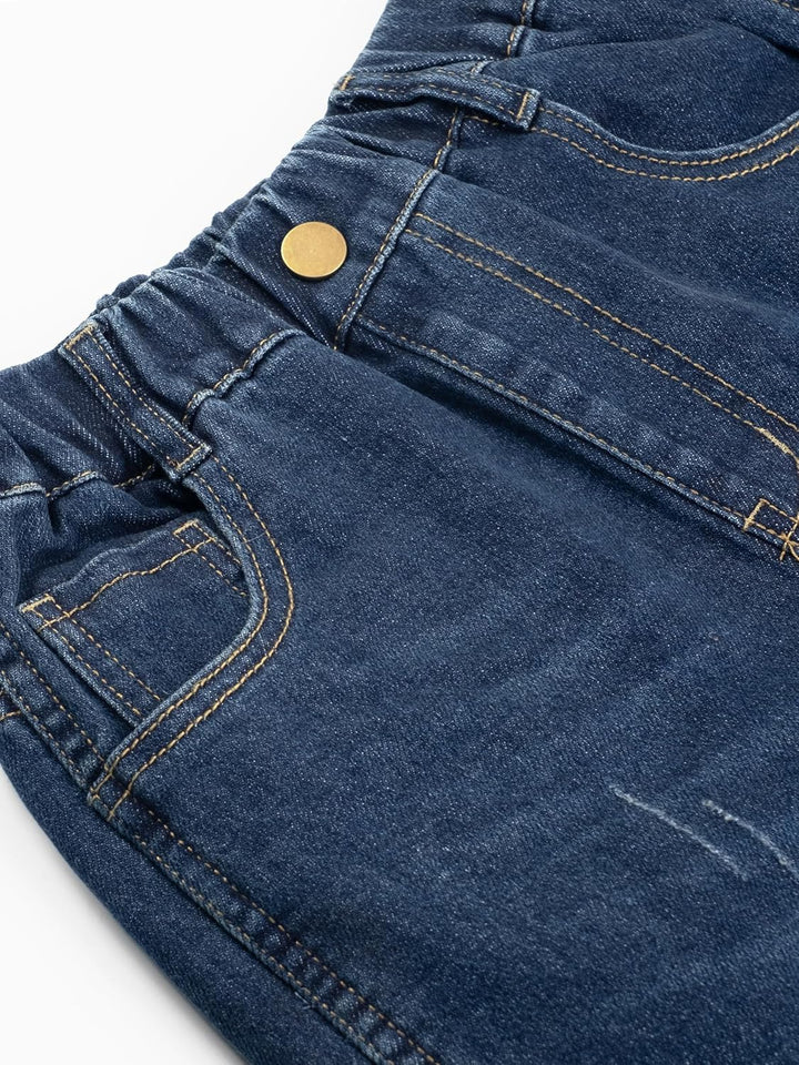 Jungen Jeanshosen - Jeans mit Abschürfungen - Kinder Hose mit elastischem Bund Gr. 128-176, 140-146