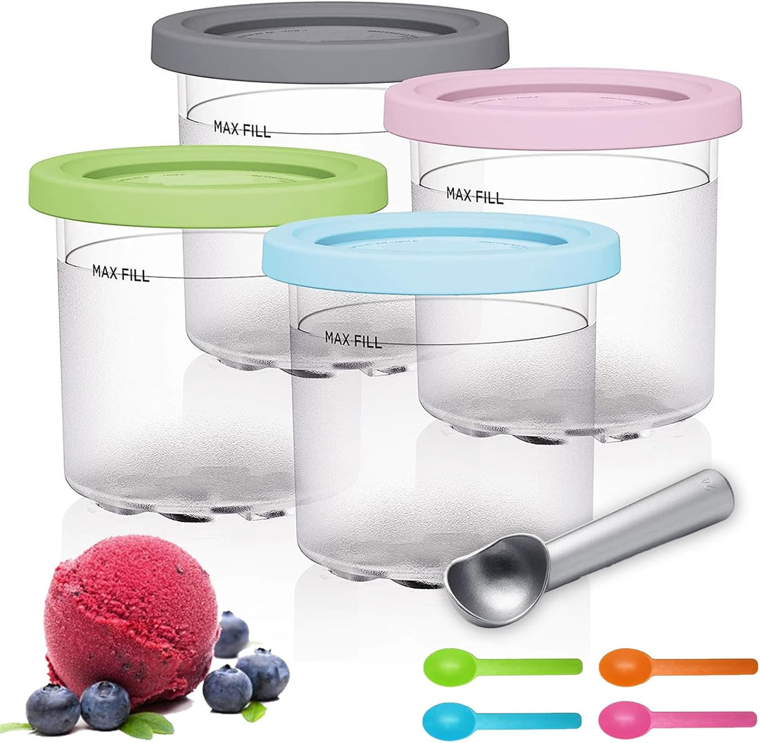 Eisbehälter für Speiseeis,4er-Set Ice Cream Pints Beche,mit Deckel,Creami Behälter für die Ninja Cre