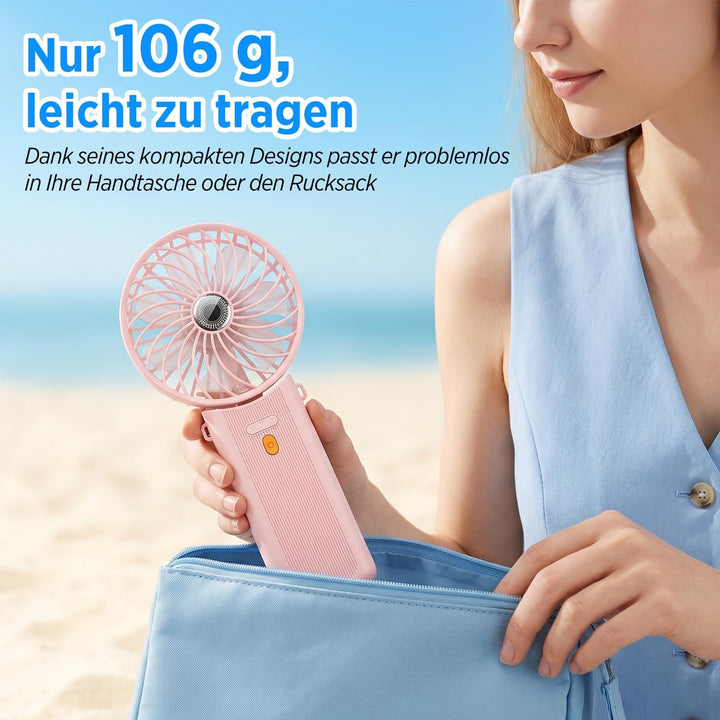 Lepwings Handventilator, Mini Ventilator USB Wiederaufladbar, 5,5-16 Std. Laufzeit, 4 Windgeschwindi
