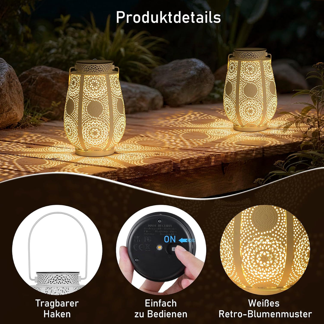 Bonsery 2 Stück Solarlaterne für Aussen Hängend/Stehend, Orientalische Solar Laternen IP65 Wasserdic