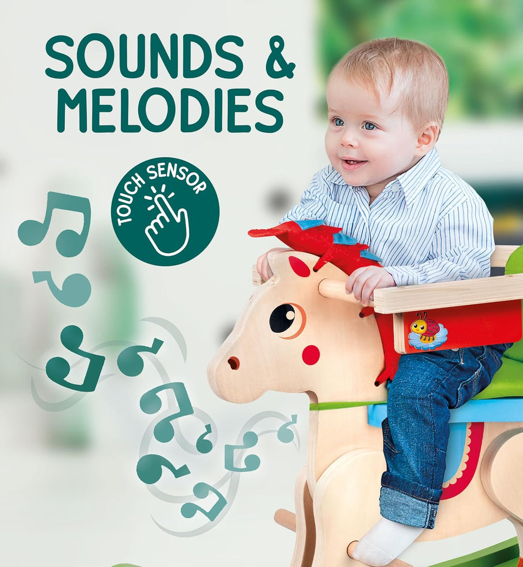 Lisciani - MONTESSORI BOIS - Mein Baby-Pony - Elektronisches, sprechendes Holzschaukelpferd - Für Ki