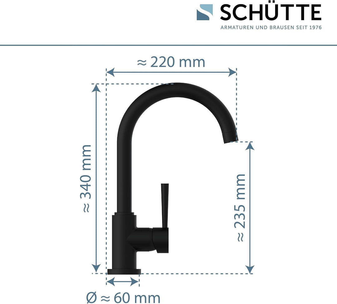 SCHÜTTE 79166 Küchenarmatur Cornwall, 360 Grad schwenkbarer Wasserhahn Küche, Mischbatterie für die