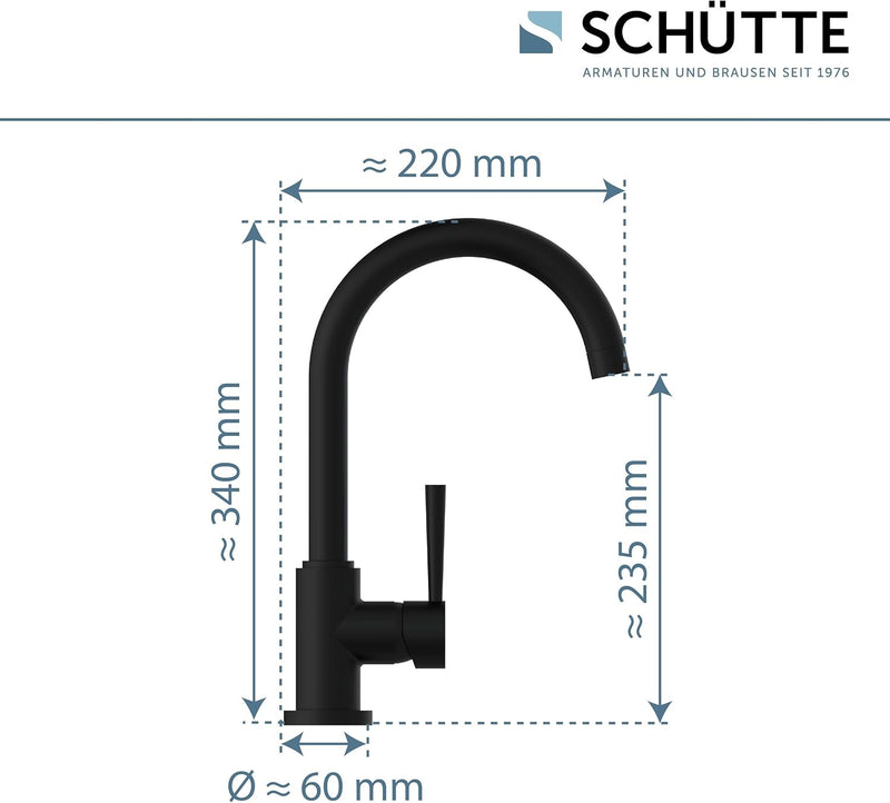 SCHÜTTE 79166 Küchenarmatur Cornwall, 360 Grad schwenkbarer Wasserhahn Küche, Mischbatterie für die