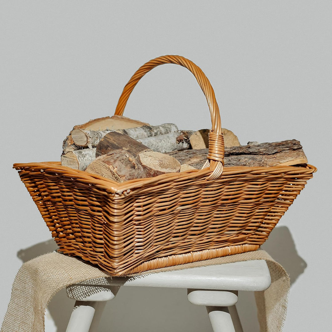 Creative Home Grosser Kaminholzkorb Weide Holzkorb für Kaminholz | 50 x 40 x 37 cm | Brennholzkorb F