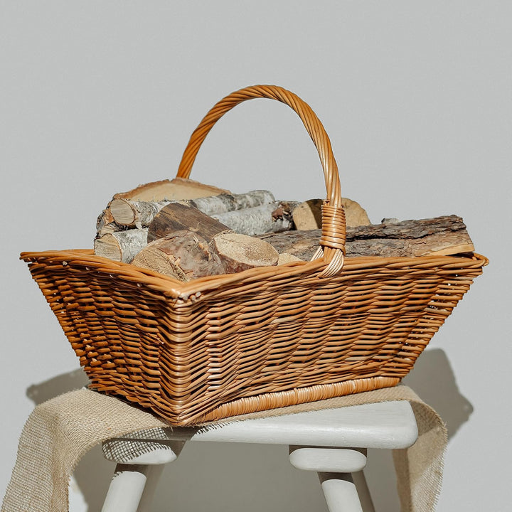 Creative Home Grosser Kaminholzkorb Weide Holzkorb für Kaminholz | 50 x 40 x 37 cm | Brennholzkorb F