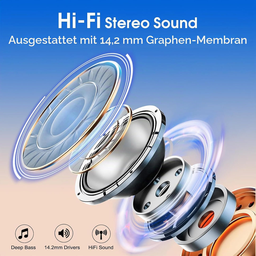 Aptkdoe In Ear Kopfhörer Kabellos Sport, Bluetooth 5.4 Kopfhörer mit ENC Mic, 75 Std Spielzeit, Anpa