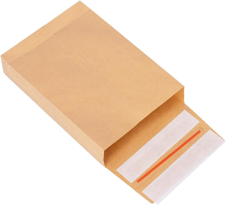 200 Faltentaschen 229x162x40 mm mit Klotzboden, doppelte Haftklebung und Aufreissfaden Versandtasche