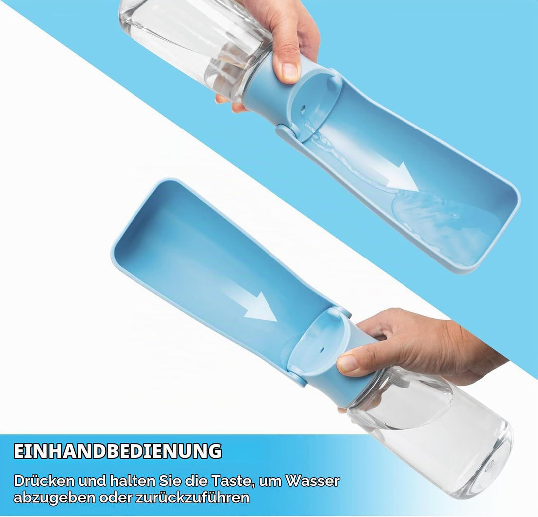 Trinkflasche Hunde für Unterwegs, 180° Faltbare Hunde Haustier Wasserflaschen, Hundetrinkflasche für