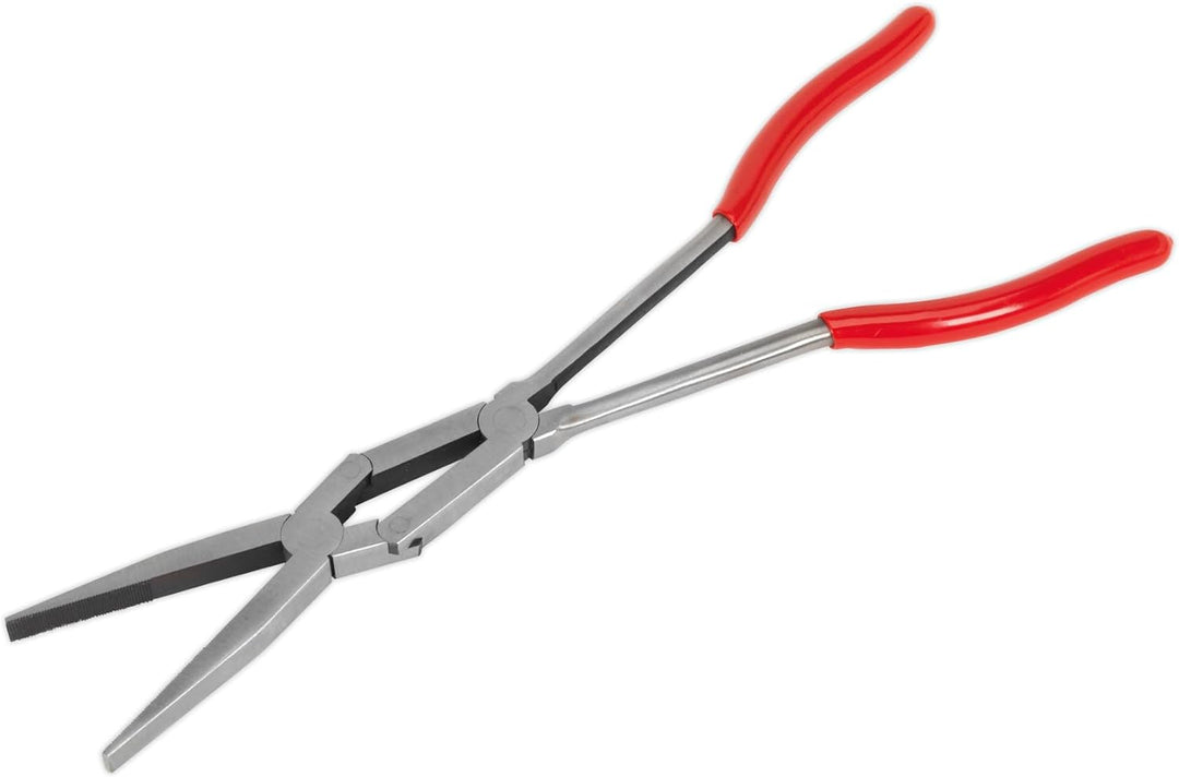 Sealey AK8590 Doppelgelenk-Flachzange mit langer Reichweite, 335 mm Länge, silberfarben
