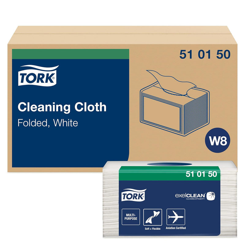 Tork 510150 Reinigungstücher für W8 Small Pack System / 1-lagige Putztücher in Weiss / Weich, flexib