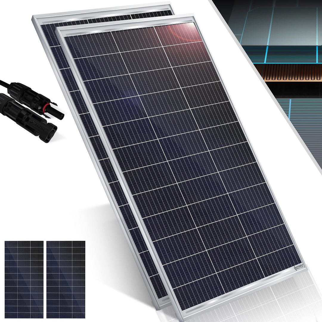 KESSER® Solarpanel 2er Set Monokristallin Solarmodul Solarpanel - 165W 18 V für 12 V Batterien, Phot