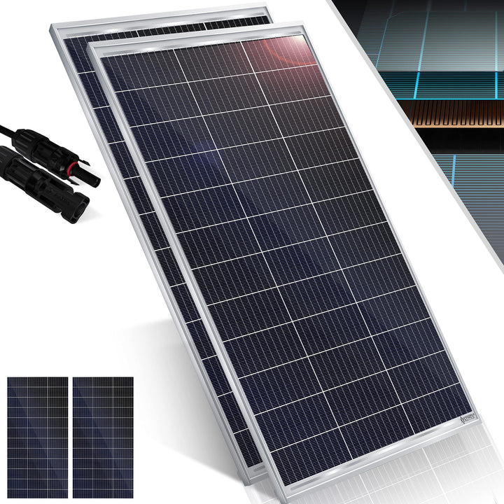 KESSER® Solarpanel 2er Set Monokristallin Solarmodul Solarpanel - 165W 18 V für 12 V Batterien, Phot