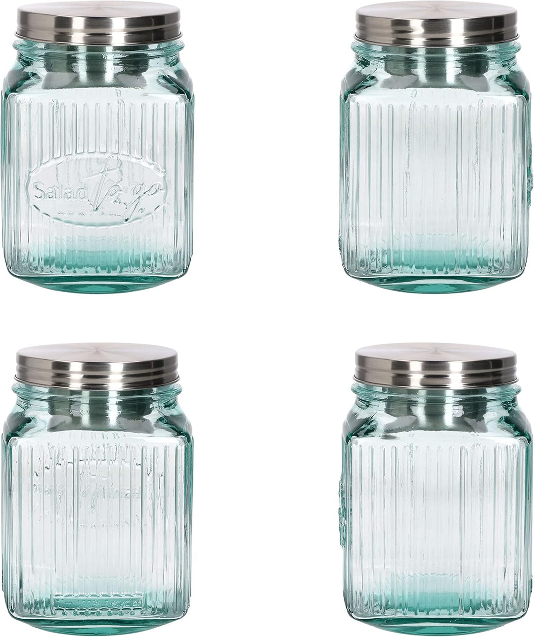 MamboCat 3tlg Set Salat to Go Vorratsglas 1 L I Aufbewahrungsbehälter für Salat I 100% recyceltes Gl