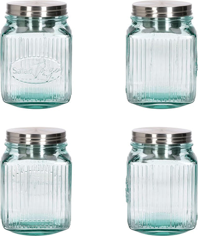 MamboCat 6tlg Set Salat to Go Vorratsglas 1 L I Aufbewahrungsbehälter für Salat I 100% recyceltes Gl