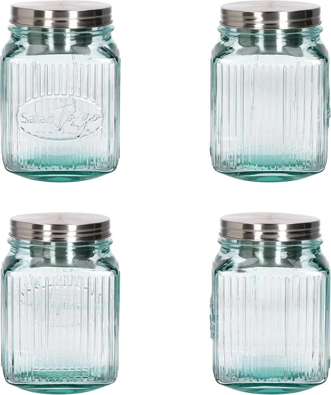MamboCat 3tlg Set Salat to Go Vorratsglas 1 L I Aufbewahrungsbehälter für Salat I 100% recyceltes Gl