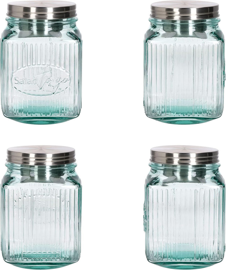 MamboCat 3tlg Set Salat to Go Vorratsglas 1 L I Aufbewahrungsbehälter für Salat I 100% recyceltes Gl