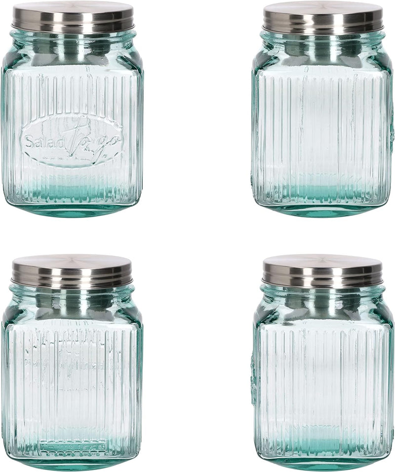 MamboCat 6tlg Set Salat to Go Vorratsglas 1 L I Aufbewahrungsbehälter für Salat I 100% recyceltes Gl