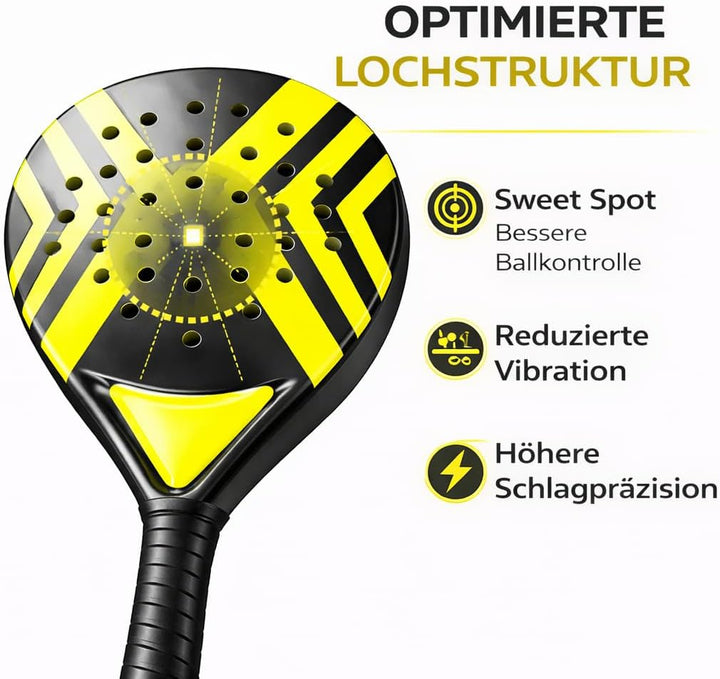 Padel Schläger Erwachsene Profi Racket Padelschläger Set mit Meshtasche Tennis Schläger für Anfänger