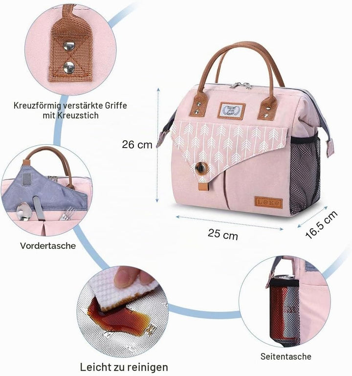 Lekesky Kühltasche Damen Lunchtasche Isolierte für Frauen Auslaufsichere weit geöffnete Lunchbox, 11