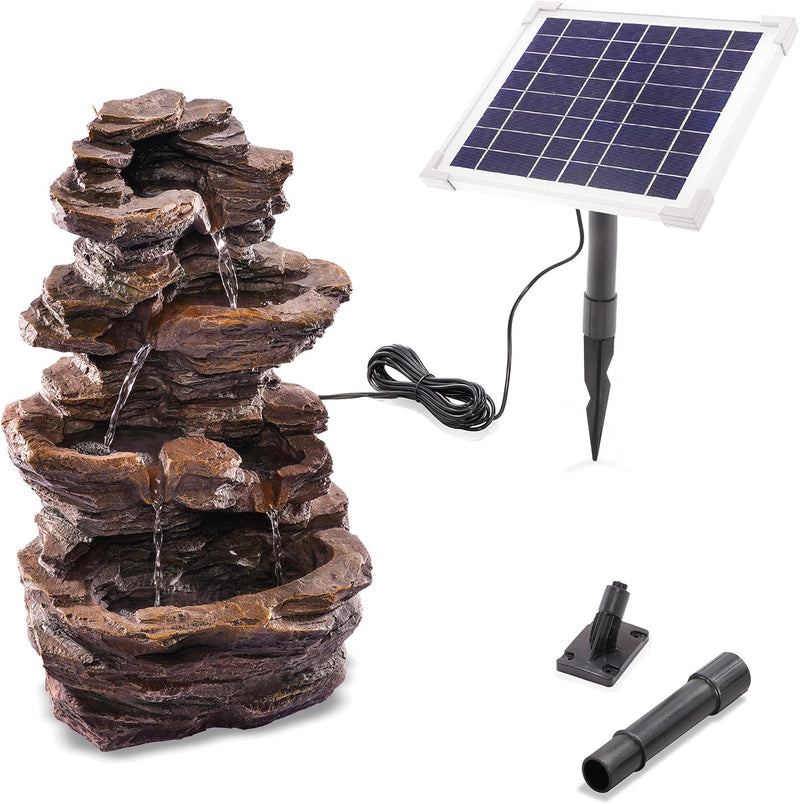 Solar Gartenbrunnen Rock Fountain - extragrosses 5 Watt Solarmodul und 1,5 Ah Akkuspeicher - 315 x 2