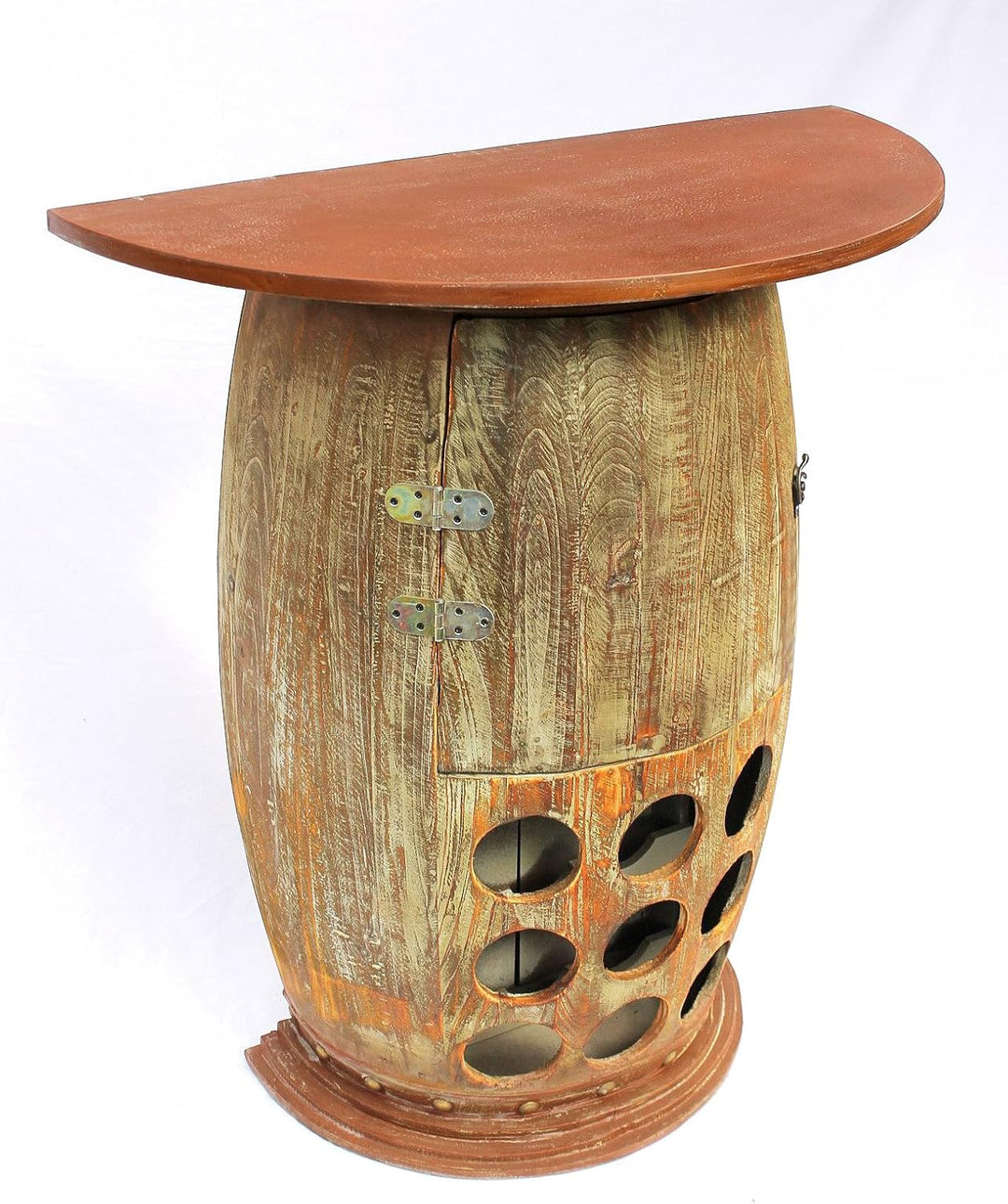 DanDiBo Wandtisch Weinfass Weinregal halbrund 1500 Bar Flaschenständer 85cm Weinfass Holzfass Schran
