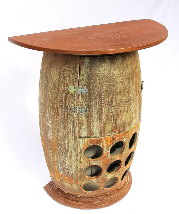 DanDiBo Wandtisch Weinfass Weinregal halbrund 1500 Bar Flaschenständer 85cm Weinfass Holzfass Schran
