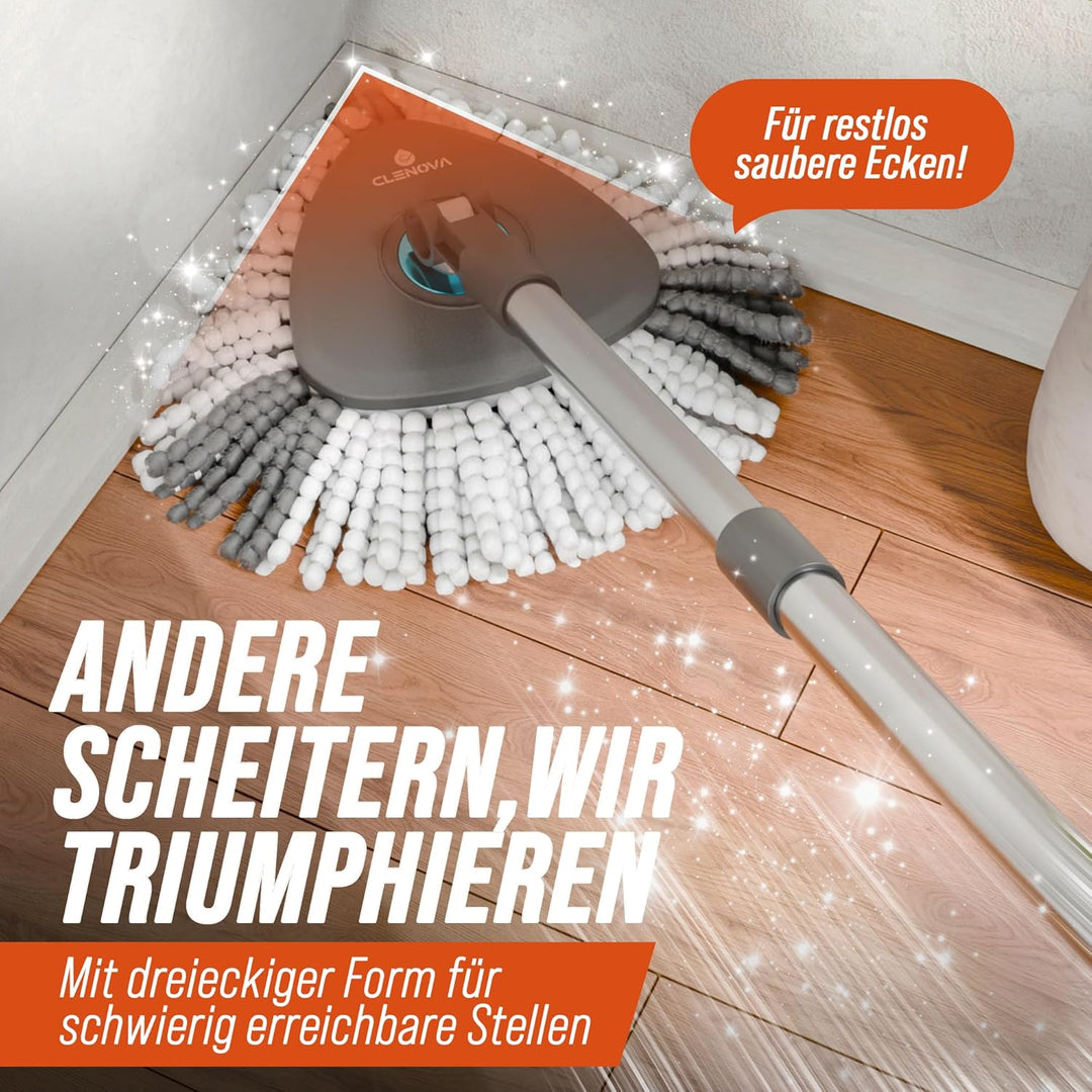 Wischmopp Set mit Eimer [Schmutzwasser Trennung] Bodenwischer mit Pedal-Auswringfunktion &amp; 2 Mikrofa