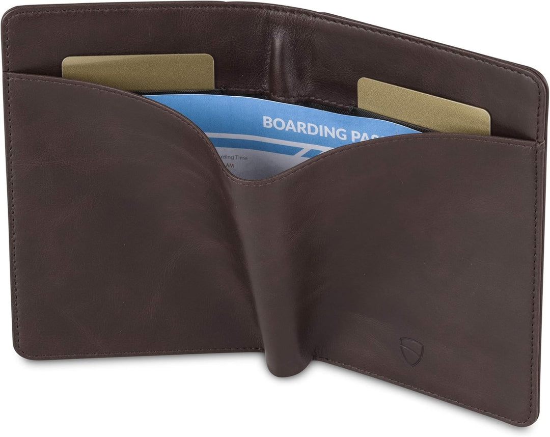 Vaultskin Kensington Reisepasshülle aus Leder mit RFID-Schutz (Braun), Braun