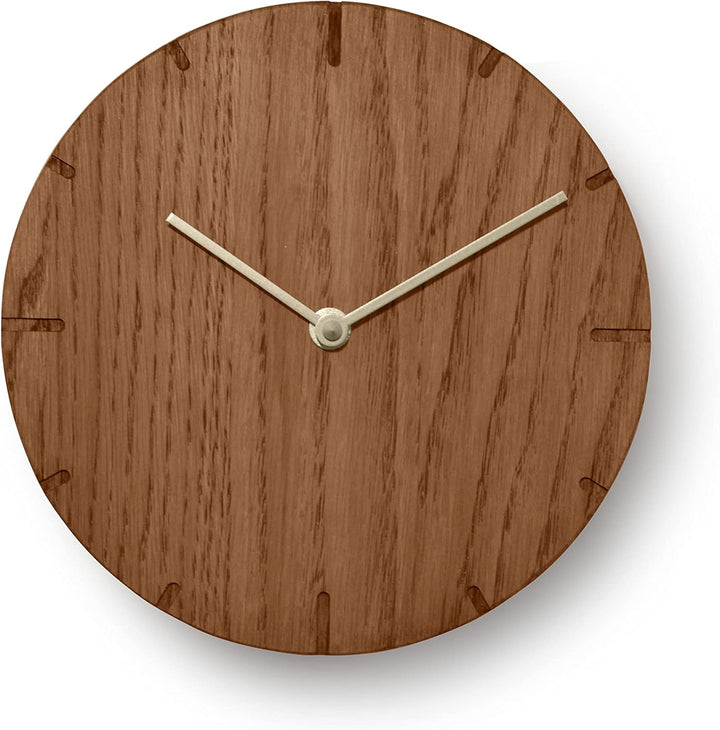 Natuhr Wanduhr Eiche rustikal Holz Solide 20 cm Mini Massivholz, geräuscharmes U.T.S. Uhrwerk (Räuch
