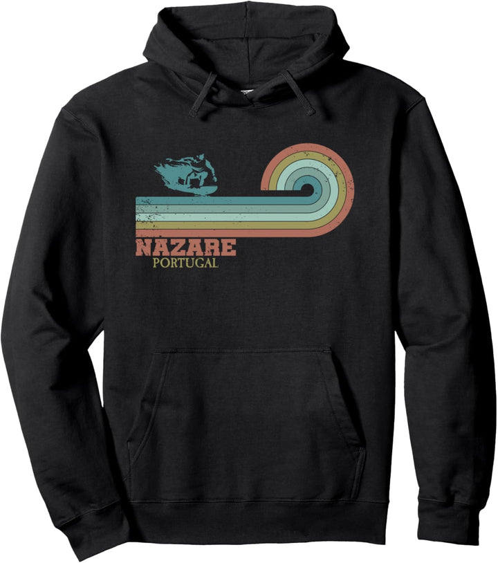 Nazare Portugal Surfen I Retro Surf I Nazare Surfer Pullover Hoodie