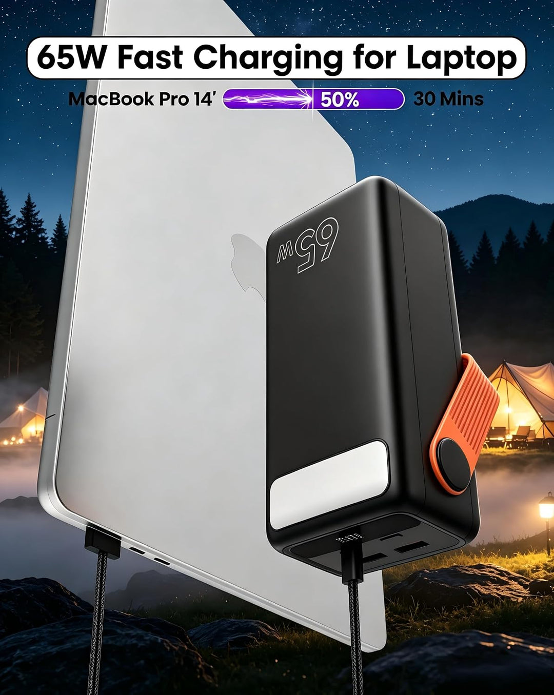 65W Power Bank 60000mAh Grosse Kapazität, USB C Schnell Aufladende Powerbank 3 Ausgänge, Tragbares E