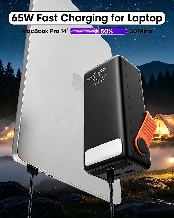 65W Power Bank 60000mAh Grosse Kapazität, USB C Schnell Aufladende Powerbank 3 Ausgänge, Tragbares E