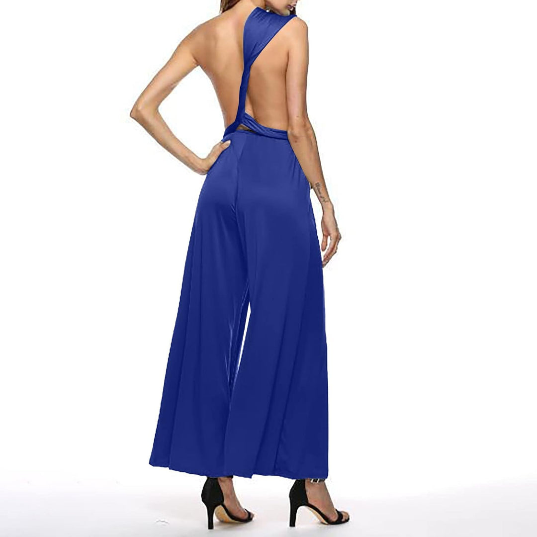 Ansenesna Jumpsuit Damen Sommer Lang Elegant Weites Bein Overall Frauen Rückenfrei V Ausschnitt Einf