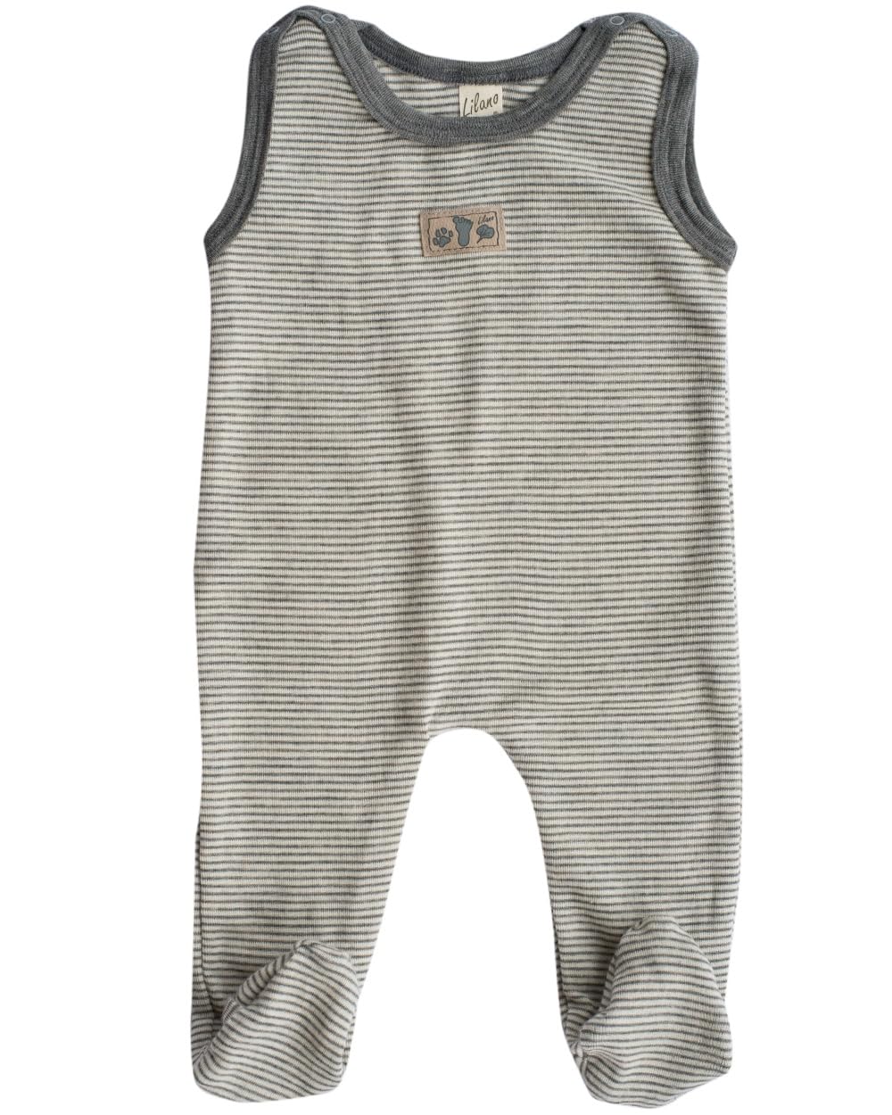 Lilano, Merino Strampler mit Fuss, 70% Wolle (kbT), 30% Seide, 210 gr./m² Hellgrau/Natur 68, Hellgra