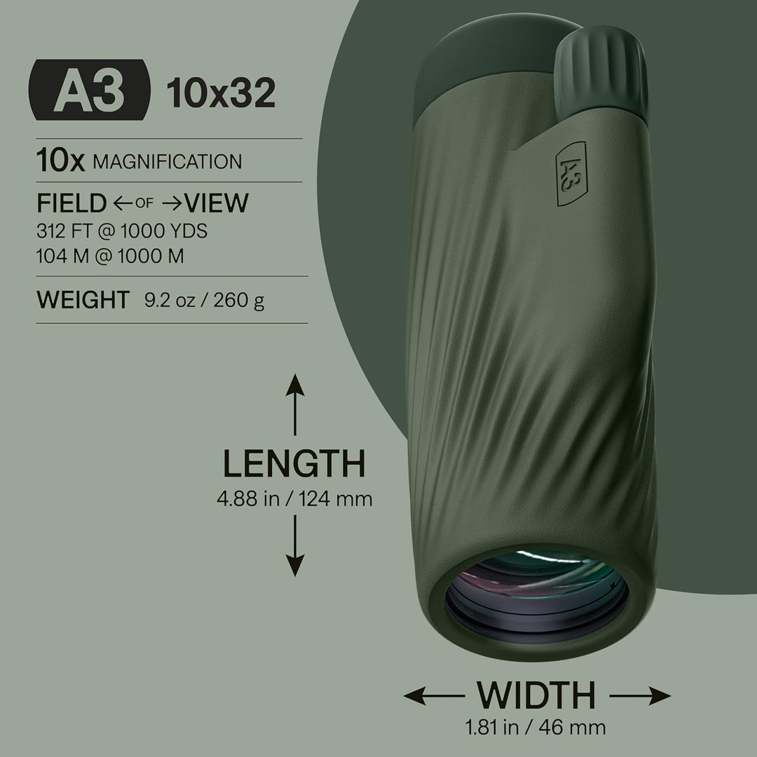 Bushnell – A3 10x32 – Monokular – Laurel Green – Dachkantprisma – Wasserdicht – Dachkantprisma – Vol