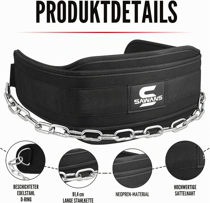 Dip-Gürtel mit 91,4 cm Heavy Duty Bodybuilding Gewichtheben Dip Stahlkette für Klimmzüge Übung Fitne