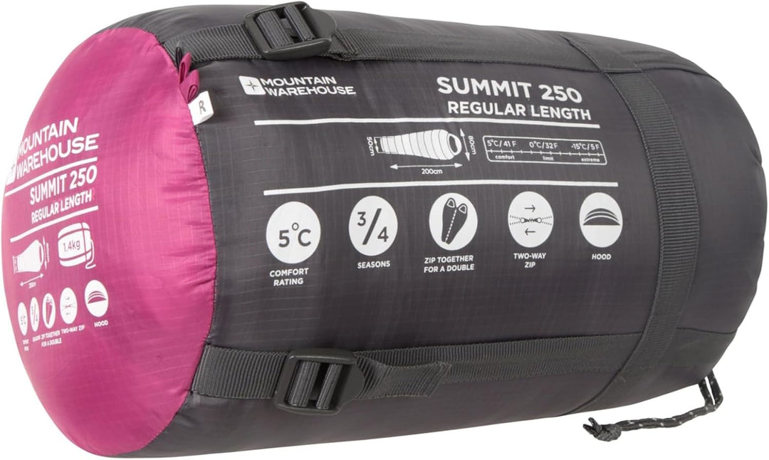 Mountain Warehouse Summit 250 Schlafsack - 3/4 Saison Isolierter & Mumienförmiger Schlafsack, 22cmX4