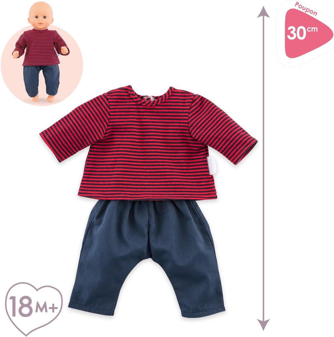 Corolle 110390 Marinière & Hose für Puppen, 30 cm Puppenkleidung, blau