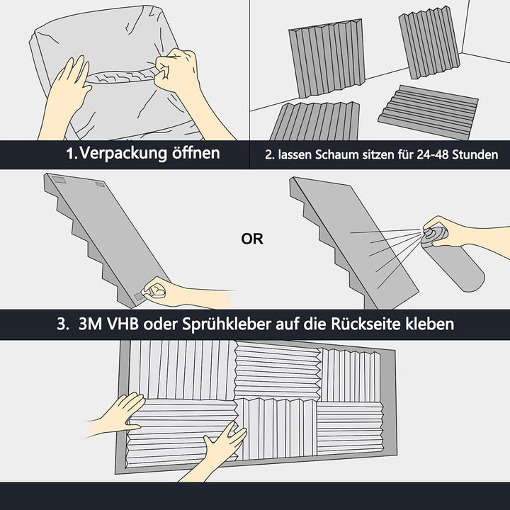 60 Stück Akustikschaum Akustikschaumstoff Matten Schaumstoff Fliesen Schallschutzmatte Schalldämmend