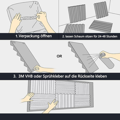 60 Stück Akustikschaum Akustikschaumstoff Matten Schaumstoff Fliesen Schallschutzmatte Schalldämmend