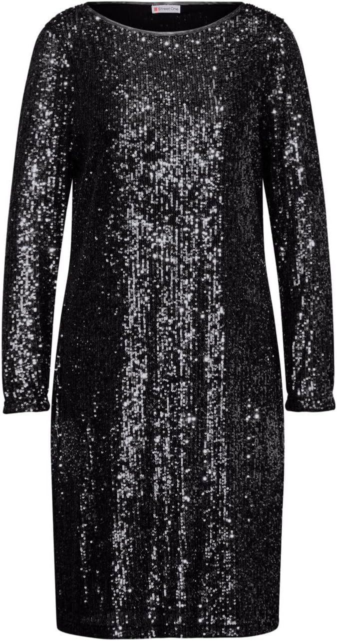 Street One Damen Party Sequins Dress solid 40 Sparkling Silver, 40 Sparkling Silver