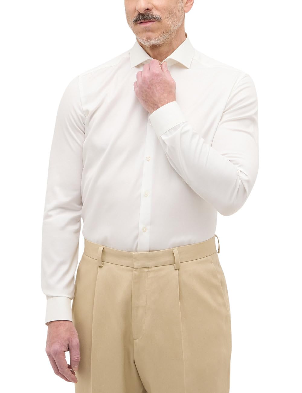ETERNA Male Cover Shirt unifarben SUPER Slim 36 Beige, 36 Beige