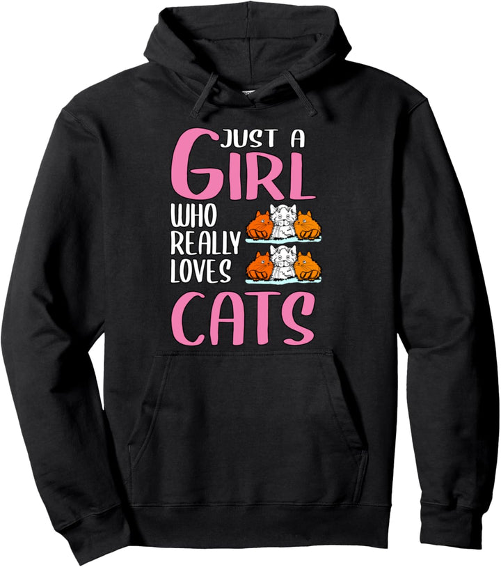 Damen Just A Girl Katze Geschenk Katze Pullover Hoodie